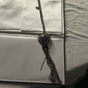 Long silver necklace